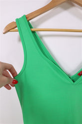 שמלת סטרצית ארוכה בירוק עז-S-M